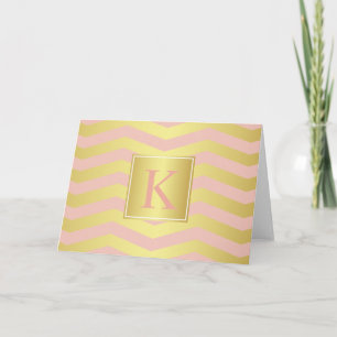 Rosa und goldene Glamour-Chevronen mit Monogramm