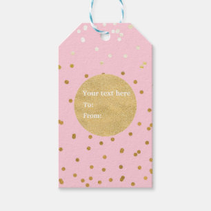 Rosa und goldene glänzende Konfetti-Punkte Chic Mo Geschenkanhänger