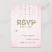 Rosa und goldene Glitzer schauen RSVP-Hochzeitkart