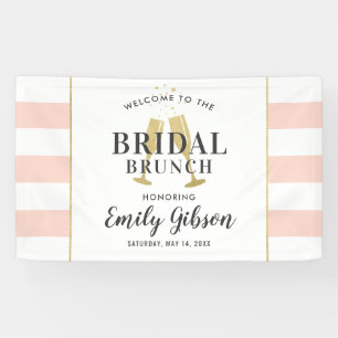 Rosa und Goldene Hochzeit Braut Brunch Willkommen Banner