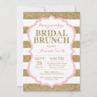 Rosa und Goldene Hochzeits-Brunch-Einladung Glitte