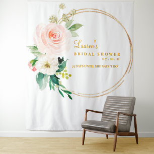 Rosa und Goldene Hochzeitsdusche Hintergrund Foto Wandteppich