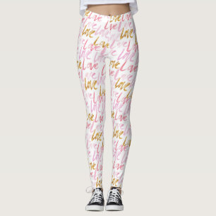 Rosa und goldene LIEBE Frauen Leggings