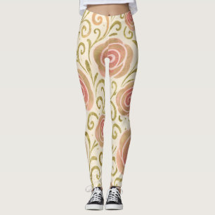 Rosa und goldene Märchenbuch-Prinzessinnen-Rosen Leggings
