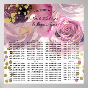 Rosa und goldene moderne Blumenaquarell-Sitzplatzk Poster