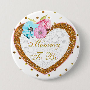 Rosa und goldene Mommy zum Baby-Duschknopf Button