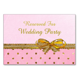 Rosa und goldene Party- oder Hochzeitskarten Tischnummer