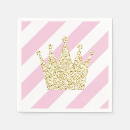 Rosa und goldene Prinzessenkrone Napkins Serviette
