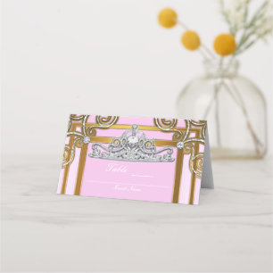 Rosa und goldene Prinzessin Crown Tiara Party Sitz Platzkarte