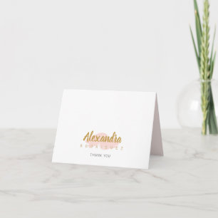 Rosa und Goldene Quinceanera Dankeskarte