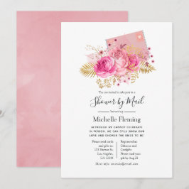 Rosa und goldene Rose Baby oder Brautparty per Mai Einladung