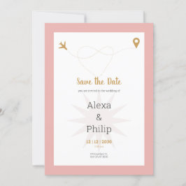 Rosa und goldene Save the Date Hochzeit Einladung