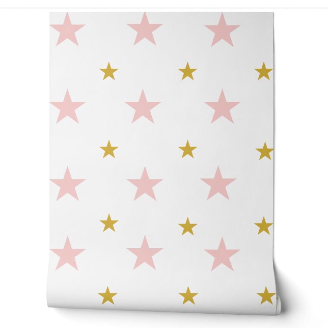 Rosa und goldene Stars Kinderzimmer-Tapete Tapete (Abrollen)
