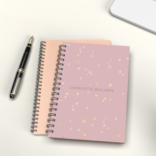 Rosa und goldene Sterne personalisiertes Monogramm Notizblock