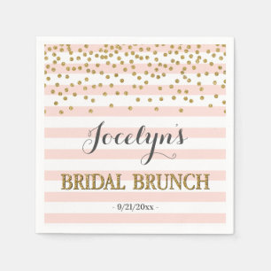 Rosa und goldene Streifen Confetti Bridal Brunch Serviette