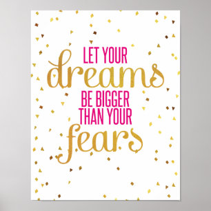Rosa und goldene Träume Inspiration Zitat Poster