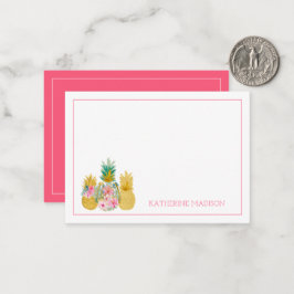 Rosa und goldene tropische Ananas Mitteilungskarte