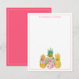 Rosa und goldene tropische Ananas Mitteilungskarte
