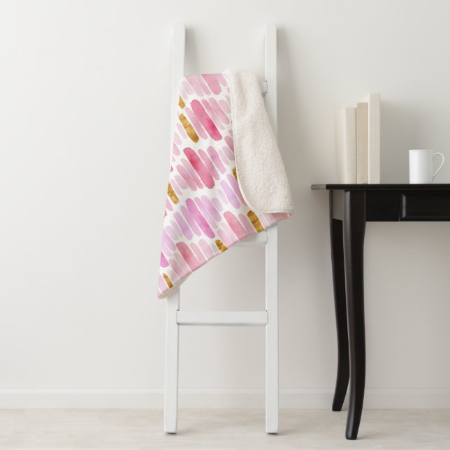 Rosa und goldene Wasserfarbe Farbe Farbe Farbe She Sherpadecke (Beispiel)