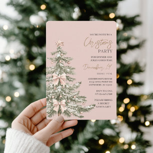 Rosa und Goldene Weihnachtsfeier Einladung