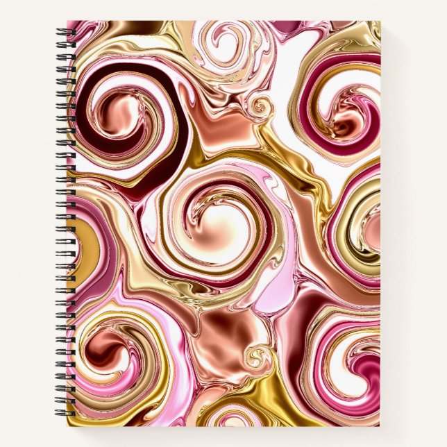 Rosa und goldene Wirbel Notizbuch (Vorderseite)
