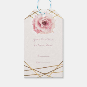 Rosa und goldener Blumen-Glamour-Geschenk zur Brau Geschenkanhänger