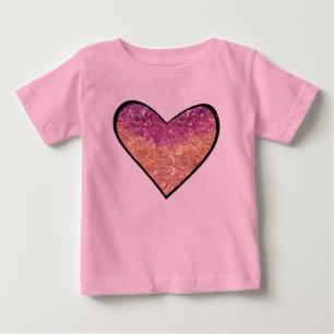 Rosa und goldener falscher Glitter-Herz Baby T-shirt