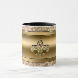 Rosa und goldener funkelnder Glitter-Fleur de lis  Tasse