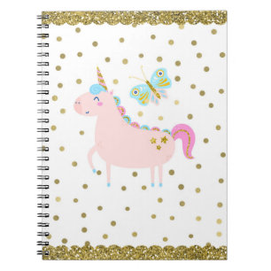 Rosa und goldener Glitter-Einhorn-Konfetti-Punkte  Notizblock