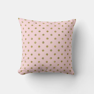 Rosa und goldener Glitter-Sparkling-Polka-Punkte M Kissen