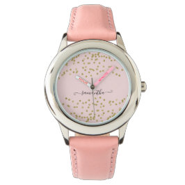 Rosa und goldener Glitzer Armbanduhr