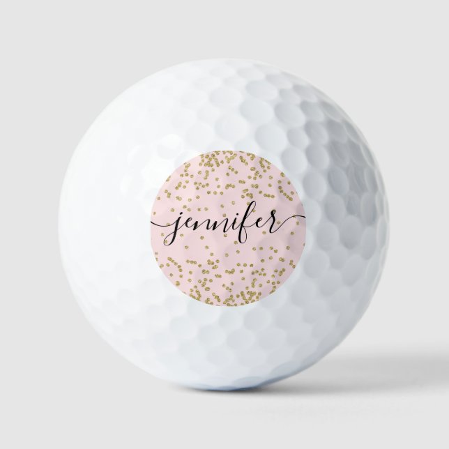 Rosa und goldener Glitzer Golfball (Vorderseite)
