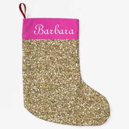 Rosa und goldener Glitzer Kleiner Weihnachtsstrumpf