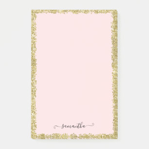 Rosa und goldener Glitzer - Nachhinweise Post-it Klebezettel