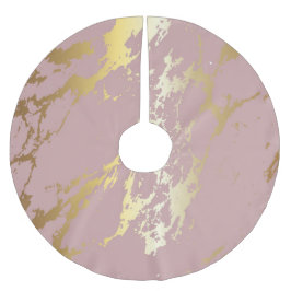 Rosa und goldener Glitzer Polyester Weihnachtsbaumdecke