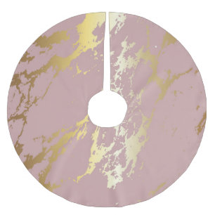 Rosa und goldener Glitzer Polyester Weihnachtsbaumdecke