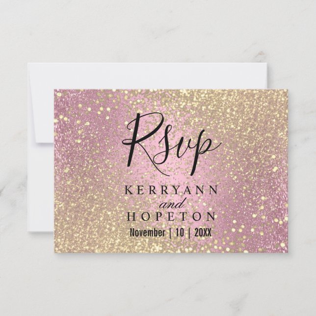 Rosa und goldener Glitzer - UAWG RSVP Karte (Vorderseite)
