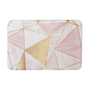 Rosa und goldener Marmor Poly geometrische Dreieck Badematte