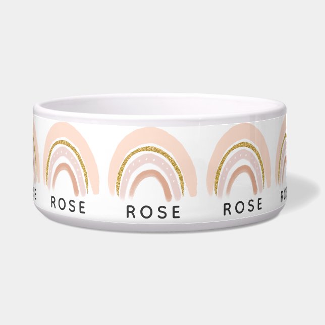 Rosa und goldener Regenbogen Elegante Boho Napf (Vorderseite)