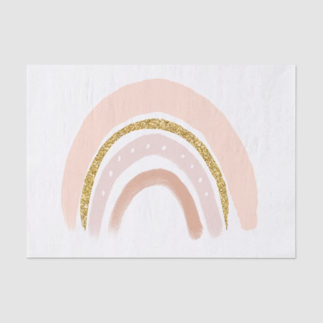 Rosa und goldener Regenbogen Elegante Boho Seidenpapier (Vorderseite)