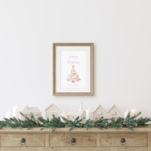 Rosa und Goldener Weihnachtsbaum Poster