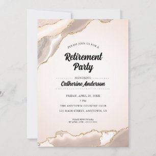 Rosa und goldenes Agate Elegantes Party für die Ru Einladung