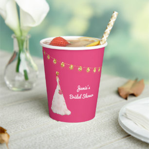 Rosa und goldenes Brautparty Pappbecher