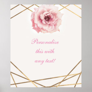 Rosa und goldenes florales elegantes Brausebad-Ban Poster