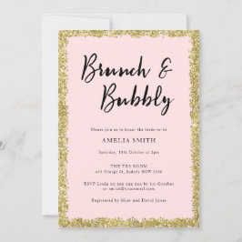 Rosa und goldenes Glitzer Brautparty Party Einladung