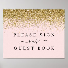 Rosa und goldenes Glitzer - Gästebuchsignatur Poster