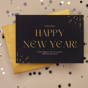 Rosa und goldenes Glück im neuen Jahr Postkarte
