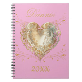 Rosa und goldenes Herz - Elegant Notizblock