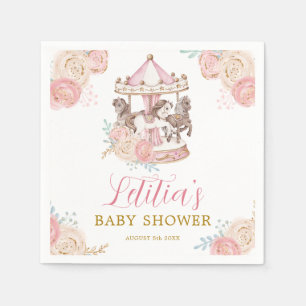 Rosa und goldenes magisches Karussellpapier Napkin Serviette