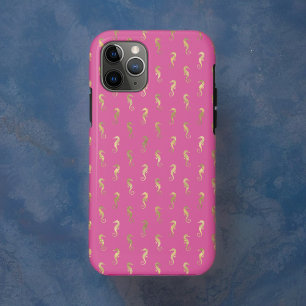Rosa und goldenes Seepferd Wiederholungsmuster Case-Mate iPhone Hülle